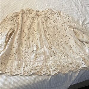 Elegant Cream Eyelet Women's Top